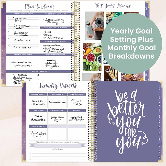 bloom daily planners 2026 Hardcover Calendar Year Goal & Vision Planner (January to December) - Monthly & Weekly Agenda Organizer - 7.5" x 9" - Good Things Are Coming
