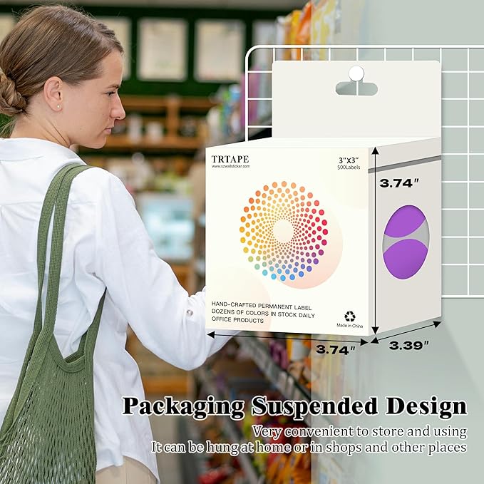 3 Inch Round Colored Dot Stickers, 2000 PCS, 4 Rolls in Dispenser Box - Purple Circle Color Coding Labels Dot Labels for Office, Home, Inventory Organizing