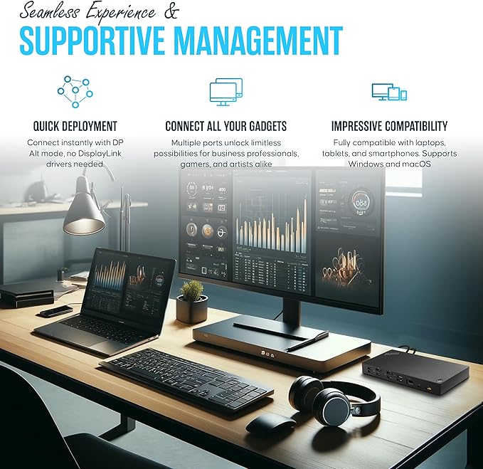 40AF0135US Lenovo Docking Station Dual Monitor Hybrid USB-C with USB-A - Thinkpad Dock with 135W, HDMI & DisplayPort Cable (40AF0135US)