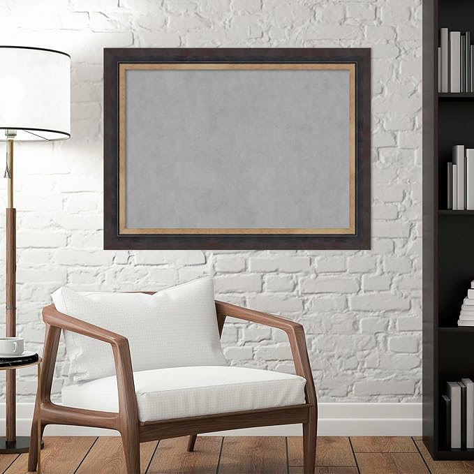 Amanti Art Black Framed Magnetic Board 25x33 Medium Vision Board for use with Magnets, 100% Metal Sheet to Display Items as Office Decor or for Home Organization in mudroom, Kitchen or Kids Room