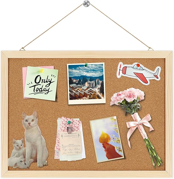 Cork Board,FEBSNOW Cork Board Bulletin Board,14.6 X 11 inches Vision Board,Bulletin Board for Office,Wall Mounted Pin Board for Office Home and School,14.6x11Inches