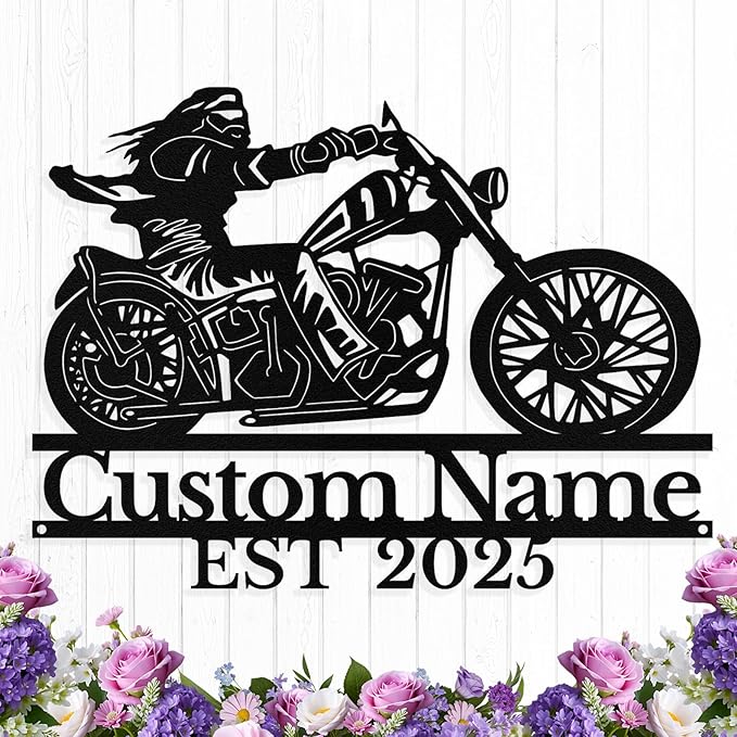 Custom Motorcycle Metal Sign Personalized Biker Name Sign Motorcycle Wall Art Motorbike Signs Garage/Man Cave Decor Gift for Bikers Men Husband