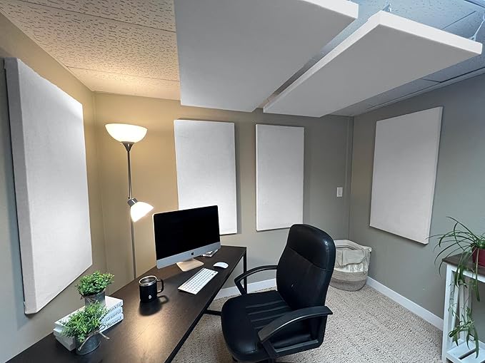 ATS Acoustics Home Office Residential Acoustic Treatment Room Kit Sound Absorbing Acoustic Panel 6 Pack for 50-100 Sq Ft (Platinum)