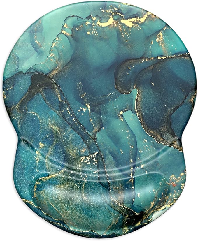 ITNRSIIET Ergonomic Mouse Pad with Gel Wrist Support Small Wrist Rest Smooth Surface Non-Slip PU Base Comfortable Office Supplies Pain Relief, 8.7 x 7.2 inches, Abstract Ink Tempera