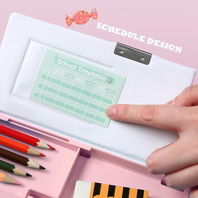 Pop Up Multifunction Pencil Case, Cute Cartoon Pen Box Organizer Stationery with Calculators, Sharpener, Schedule, School Supplies, Best Birthday Gifts for Kids