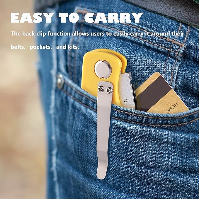 REXBETI 4-Pack Folding Pocket Utility Knife Quick-change SK5 Box Cutter for Cartons, Cardboard and Boxes, Back-lock Mechanism with 10 Extra Blades