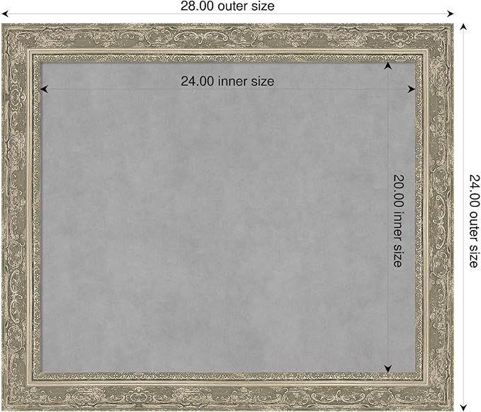 Amanti Art Silver Framed Magnetic Board 24x28 Medium Vision Board for use with Magnets, 100% Metal Sheet to Display Items as Office Decor or for Home Organization in mudroom, Kitchen or Kids Room