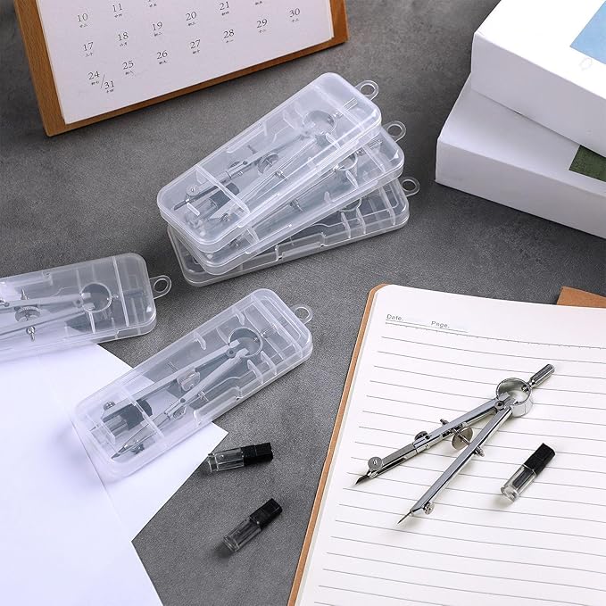 Zonon 24 Pcs Compass for Geometry Compass Bulk for Classroom Math Students Protractor for Art Compass Precision Tool with Pencil Back to School Supply for Office Art Drafting Drawing Wood Working