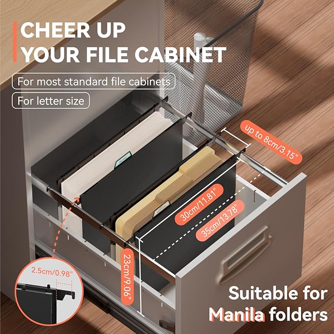 ThinkTex Extra Capacity Plastic Hanging File Folders, 6 Pack Reinforced Expanding Hang Folder Letter Size,Accordion Pocket,Heavy Duty 3.15 Inch Expansion,Hanging Folder Organizer for Office Home