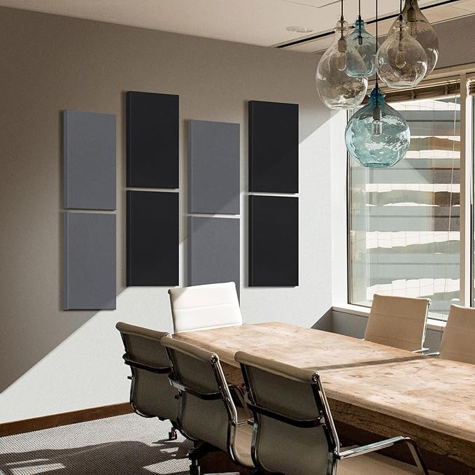 UMIACOUSTICS 4 PCS Acoustic Panels with Hanging Hardware, 2” Thick Fiberglass Sound Proof Panels for Studios, Office, Home Theater Ceiling or Wall- Medium Grey