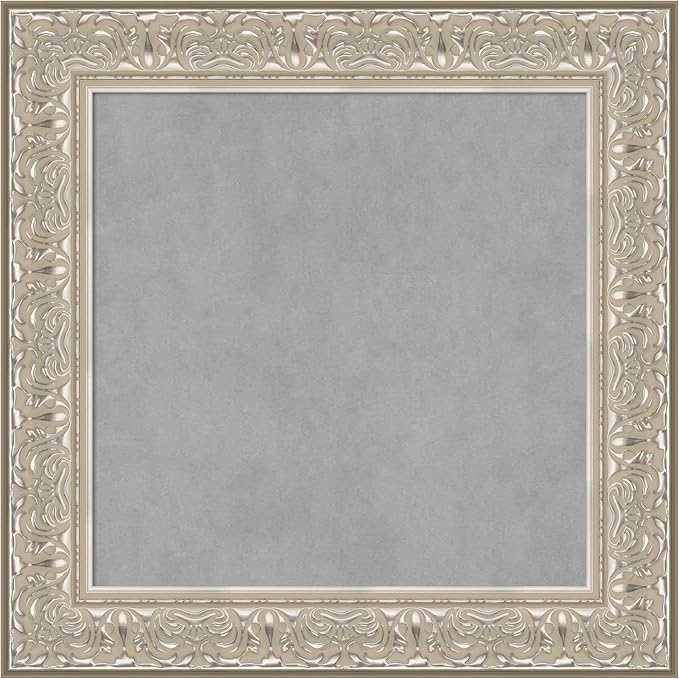 Amanti Art Silver Framed Magnetic Board 27x27 Medium Vision Board for use with Magnets, 100% Metal Sheet to Display Items as Office Decor or for Home Organization in mudroom, Kitchen or Kids Room