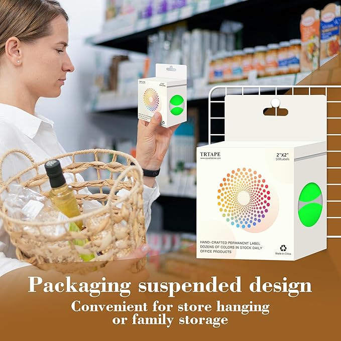 2 Inch Color Coding Round Labels (2000Pcs, 4 Rolls) - Round Colored Dot Stickers for Inventory, Pantry, Warehouse Organization - Fluorescent Green Circle Dot Labels