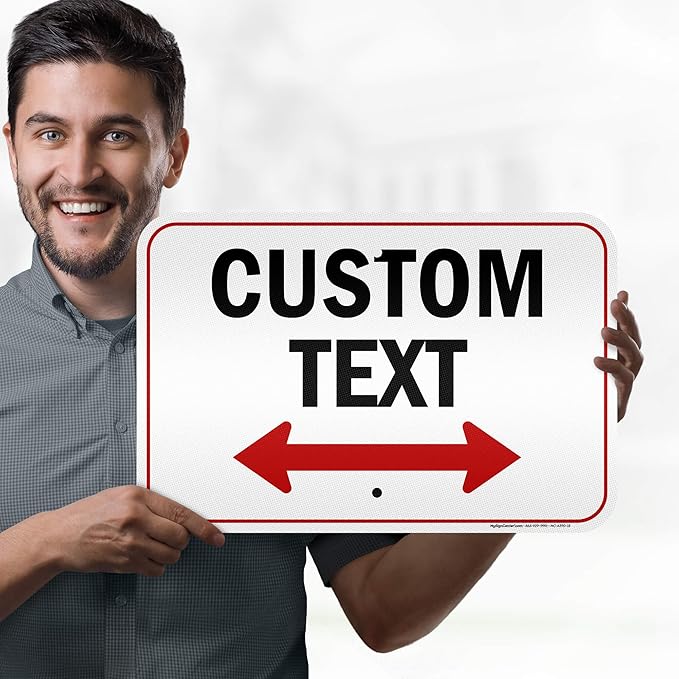Custom Arrow,Custom Directional Sign, Two Way Arrow,12x18 Inches, 3M EGP Reflective, Rust Free .063 Aluminum, Fade Resistant, Made in USA by My Sign Center