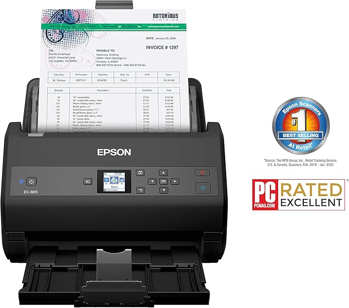 Epson Workforce ES-865 High Speed Color Duplex Document Scanner with Twain Driver