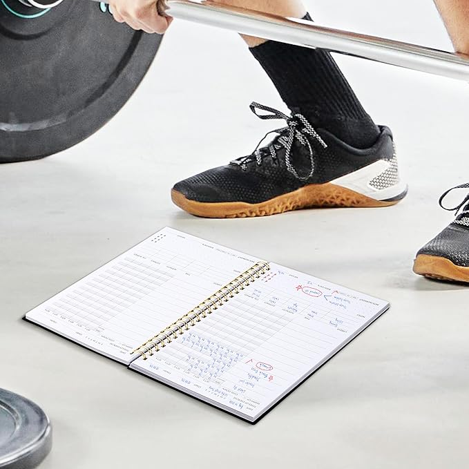 Fitness Journal Workout Planner for Women & Men, A5 (6.4" x 8.3") Workout Journal Log Book Planner Gift for Track Gym Essentials, Home Workouts, Track Progress, Achieve Wellness Goals, Black