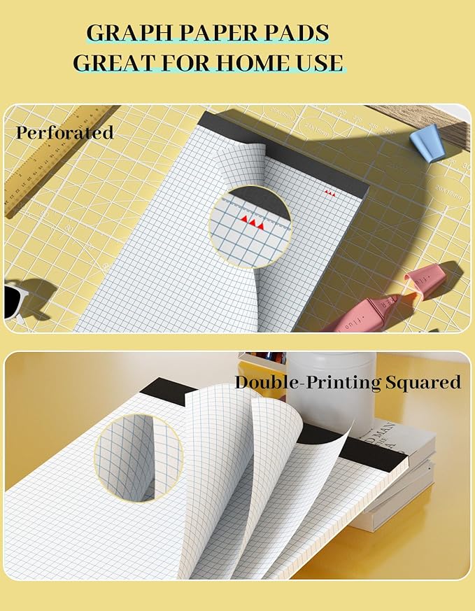 2 Pack Graph Paper Pad 11x17 for Blueprint Drawings, Drafting, Engineering Drawing, and Planning, 4x4 Quad Ruled Blueprint Quadrille Paper, Perforated Large Grid Paper Drafting Paper 30 Sheets/Pad