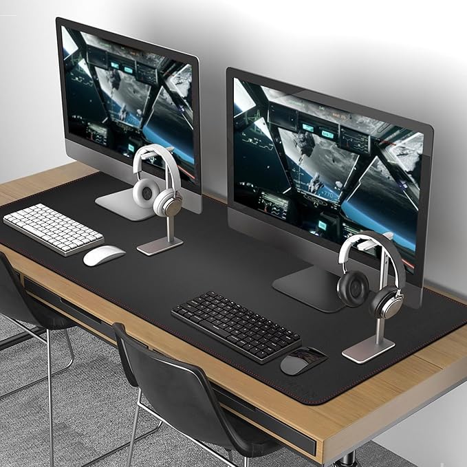 ZORESYN Desk Pad (59.1"x19.7"), PU Leather Desk Blotter Protector, Large Gaming Mousepad Desk Mat - Waterproof Non Slip Base Keyboard Extended Mouse Mat (Black)