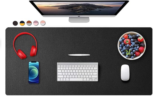 SUJAYU Dual Sided PU Leather Desk Pad, Mouse Pad, Office Desk Mat, Non-Slip Laptop Desk Pad, Waterproof Desk Writing Pad for Office and Home (35.4" x 17.7", Black)