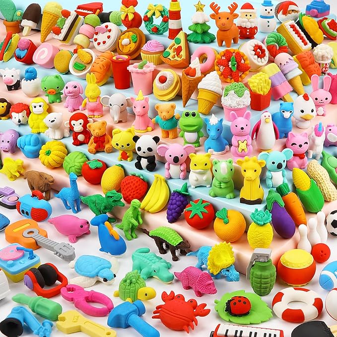 Moosia 150 Pack Animal Pencil Erasers for Kids Bulk Desk Pet Toy 3D Mini Puzzle Erasers Take Apart Erasers Treasure Box Toys Game Prize Party Favors Gift Classroom Prize Reward Back to School Supplies
