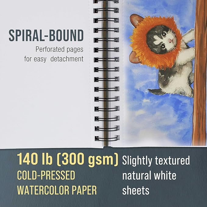 U.S. Art Supply 5.5" x 8.5" Premium Heavyweight Watercolor Paper Pad, Pack of 3 (30 Sheets Each), 140lb (300gsm) - Spiral Bound, Cold Pressed, Acid-Free, Wet, Water Color Paper - For Artists, Students