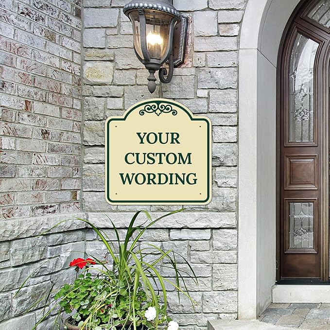Custom Decorative Sign, Personalized Metal Sign for Business, Driveway, Home, Airbnb, Office Door Plaque, Ivory Sign, 24x24 Inches, ACM, Fade Resistant, Made in USA by Sigo Signs