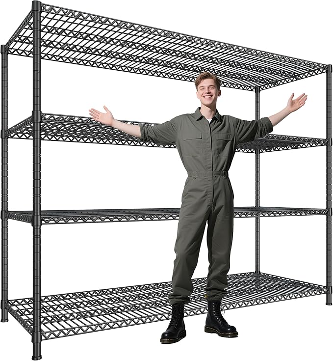 DurayLoly 2500 LBS Shelf Storage Shelves 68.1" W Wire Shelving Unit, Garage Shelving Heavy Duty, Adjustable Metal Shelving for Garage, Pantry, Kitchen, Basement, Business 68.1" W x 20.9" D x 70.9" H