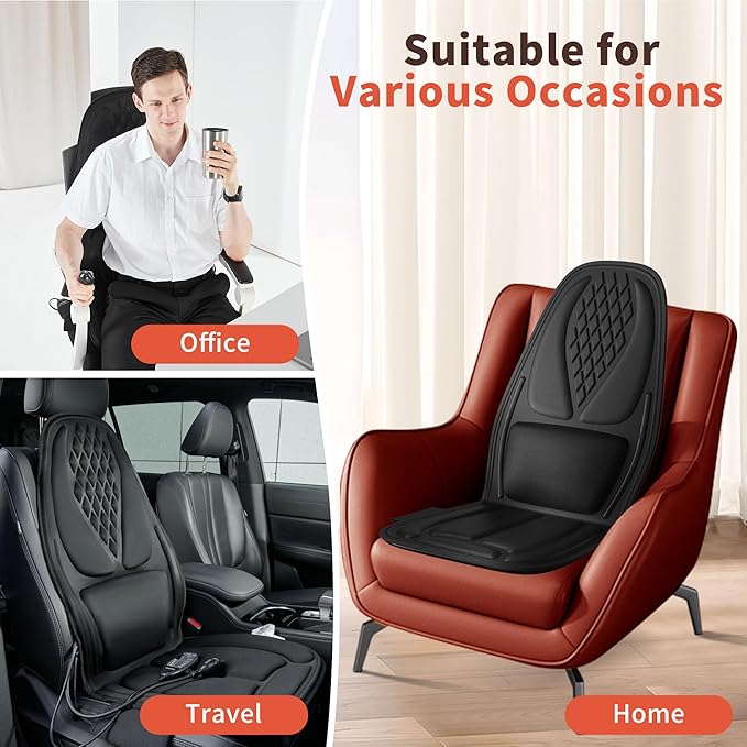 comrelax Back Massager for Chair with 8 Motors, Massage Chair Pad, Seat Massager with Lumbar Support,Heating Pad for Home/Office/Wife/Husband/Christmas