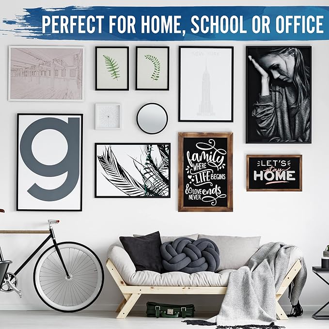 HBCY Creations 11" X 17" Torched Brown Solid Wood Frame Wall Chalkboard, Magnetic Surface, Home Décor, Restaurant & Café Menus, Blackboard, Includes Chalk, Eraser & Hanging Hardware