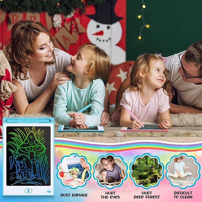 Tinlade 12 Pack LCD Writing Tablets for Kids, 8.5 Inch Erasable Doodle Boards Portable Electronic Drawing Pads, Learning Bulk Toys Gifts for Christmas School(Pink, Blue, White, Black)