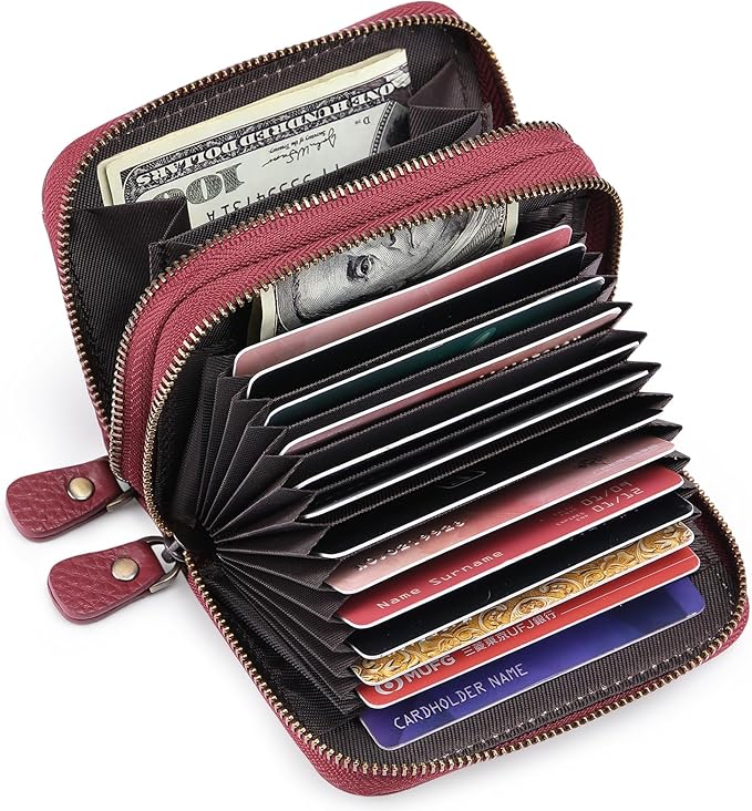GOIACII Small Genuine Leather Wallet for Women, RFID Blocking Credit Card Holder Wallet