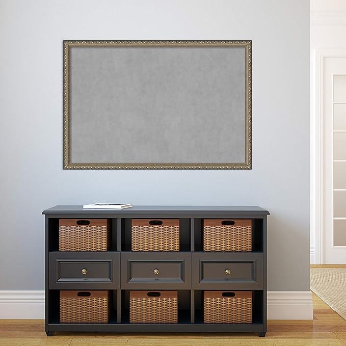 Amanti Art Silver Framed Magnetic Board 26x38 Large Vision Board for use with Magnets, 100% Metal Sheet to Display Items as Office Decor or for Home Organization in mudroom, Kitchen or Kids Room
