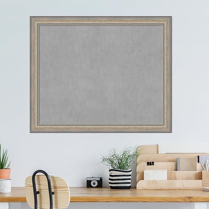 Amanti Art Silver Framed Magnetic Board 37x45 X-Large Vision Board for use with Magnets, 100% Metal Sheet to Display Items as Office Decor or for Home Organization in mudroom, Kitchen or Kids Room