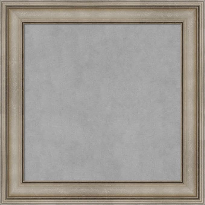 Amanti Art Silver Framed Magnetic Board 25x25 Medium Vision Board for use with Magnets, 100% Metal Sheet to Display Items as Office Decor or for Home Organization in mudroom, Kitchen or Kids Room