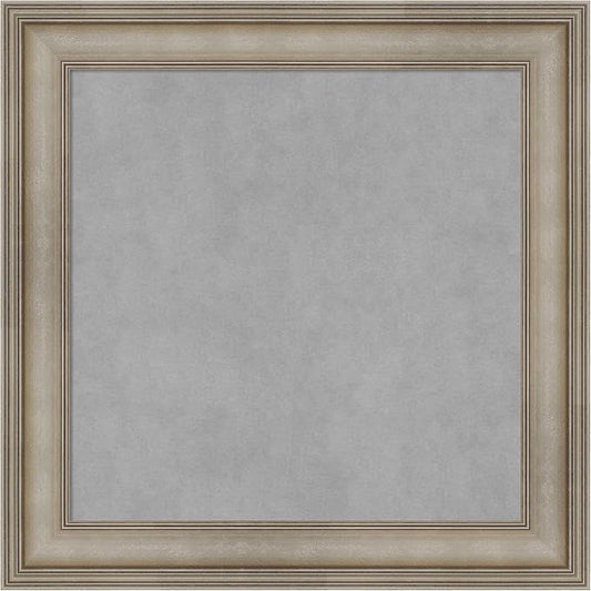 Amanti Art Silver Framed Magnetic Board 25x25 Medium Vision Board for use with Magnets, 100% Metal Sheet to Display Items as Office Decor or for Home Organization in mudroom, Kitchen or Kids Room