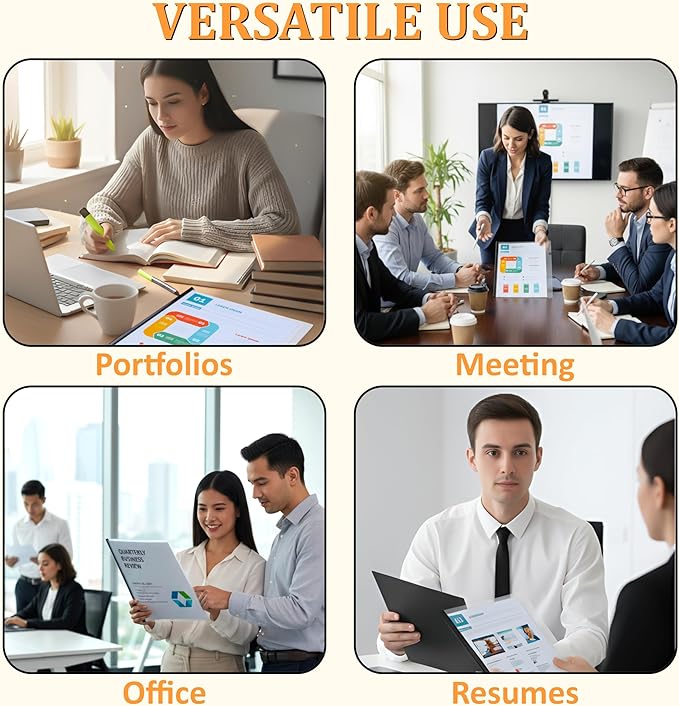 20 Pack Report Covers with Sliding Bar - Clear Plastic Presentation Folders for A4 & Letter Size Paper, 70 Sheet Capacity File Document Binder for School, Office, Resume & Business Use