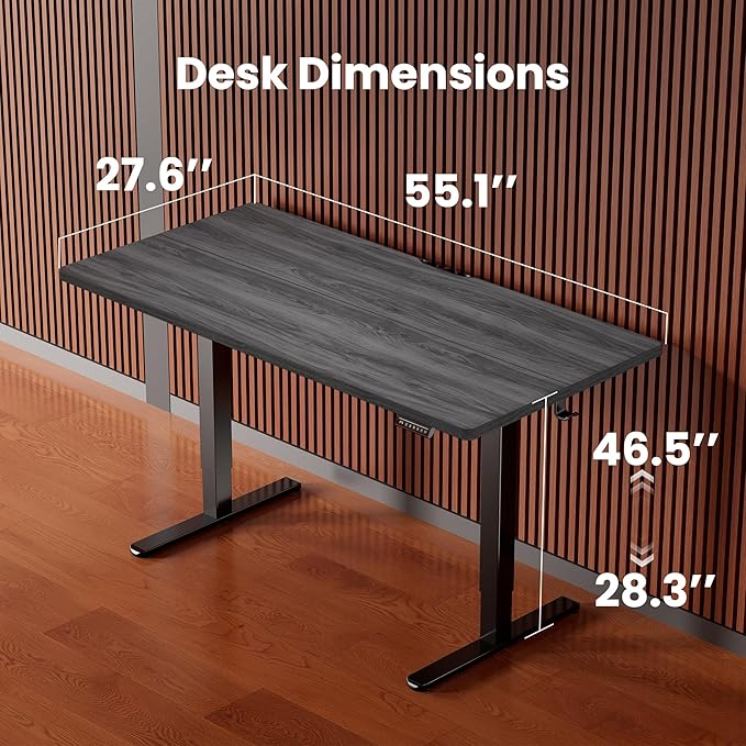 ErGear Height Adjustable Electric Standing Desk, 55 x 28 Inches Sit Stand up Desk, Large Memory Computer Home Office Desk with Two-Piece Desktop (Grey)