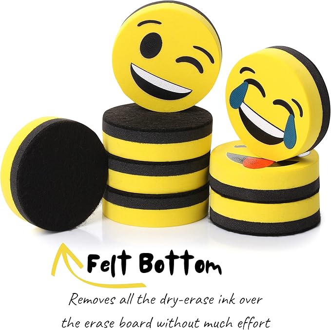 Mr. Pen- Smiley Magnetic Whiteboard Erasers, 8 Pack - Mini, Cute, Dry Erase