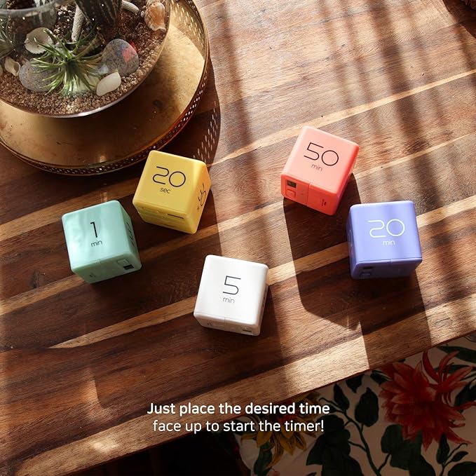mooas Cube Timer (Mint), Flip Timer Productivity Timer, Time Management, Block Timer Kids Cube Timer Kitchen Timer Desk Timer for Studying Workout Classroom 1, 3, 5, 10 min Timer Setting