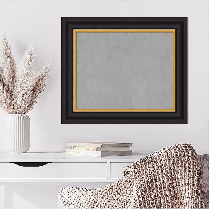 Amanti Art Black Framed Magnetic Board 22x26 Small Vision Board for use with Magnets, 100% Metal Sheet to Display Items as Office Decor or for Home Organization in mudroom, Kitchen or Kids Room
