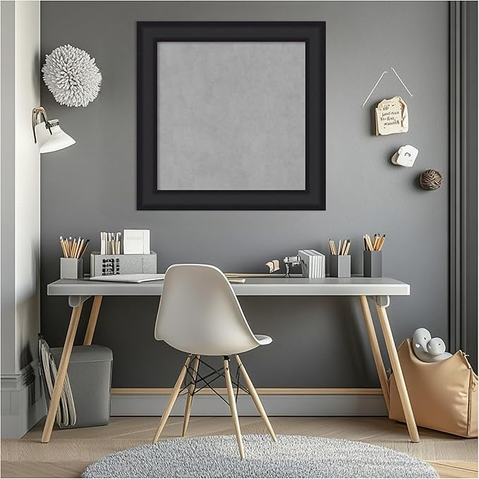 Amanti Art Black Framed Magnetic Board 25x25 Medium Vision Board for use with Magnets, 100% Metal Sheet to Display Items as Office Decor or for Home Organization in mudroom, Kitchen or Kids Room