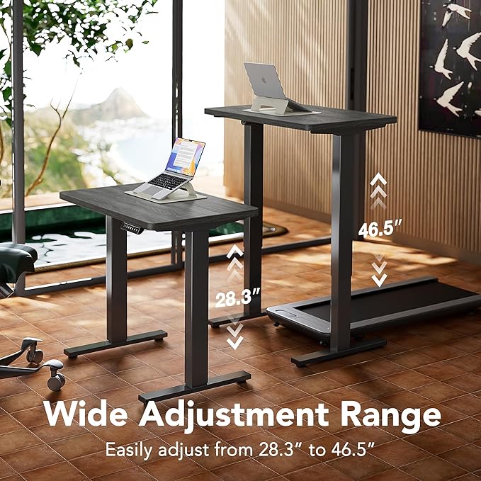 HUANUO Electric Standing Desk,55" x 28" Height Adjustable Desk, 4 Memory Height Settings, Sit to Stand Up Desk for Home Office, with Headphone Hook, Cable Manager, Vintage Brown