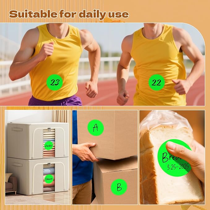 3 Inch Round Color Coding Labels (500 per Roll) - Colored Dot Stickers Round Labels for Inventory, Warehouse, Office Organizing - Fluorescent Green Circle Stickers