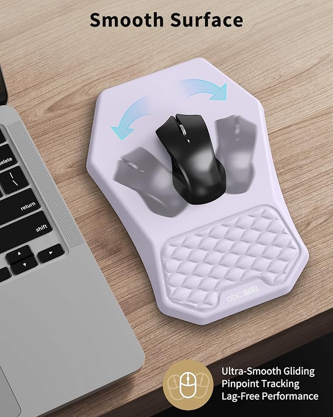 Ergonomic Mouse Pad and Keyboard Wrist Rest Support Set, Massage Design Mousepad for Carpal Tunnel Pain Relief, Memory Foam, Non-Slip PU Base for Computer Desk, Purple