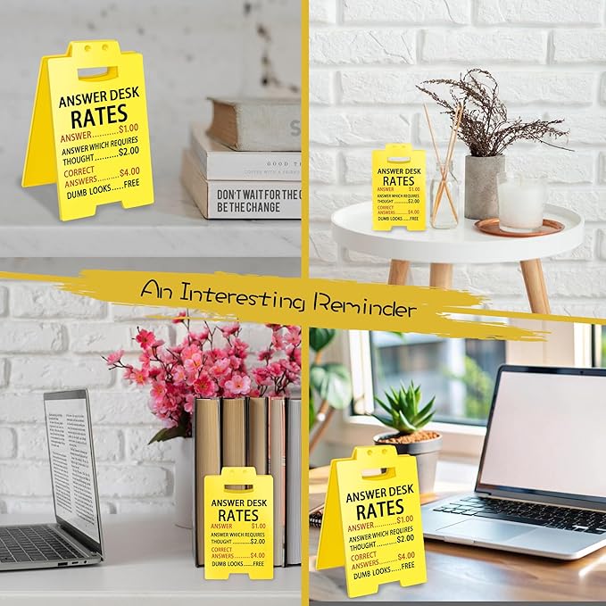 Smilelife Funny Office Cubicle Decor Answer Desk Rates Desk Sign Team Office Gag Gifts for Coworker Teammate Employee Boss Manager