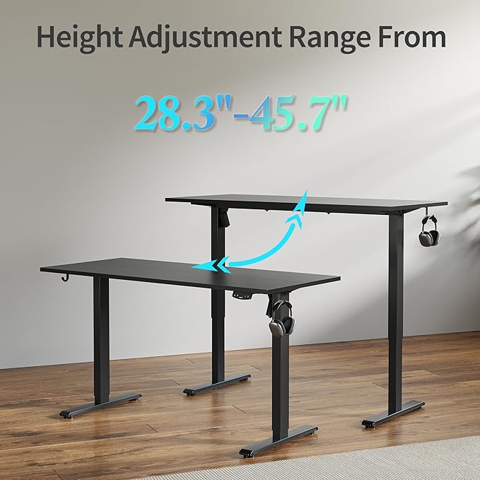 Agilestic Electric Standing Desk, Large 63 x 24 Inches Height Adjustable Desk, Sit Stand up for Work Office Home, Ergonomic Rising Gaming Computer Table with Memory Preset, Black