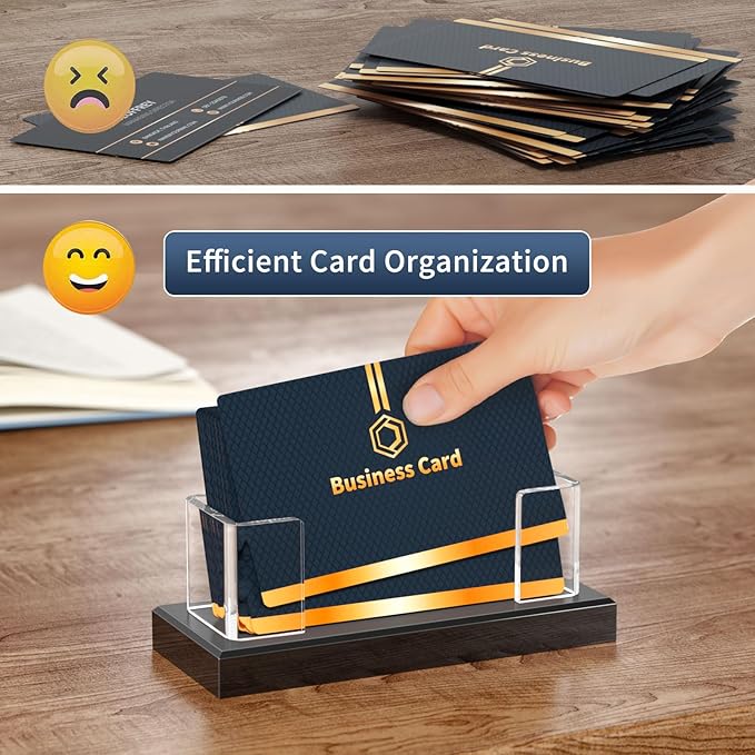 NIUBEE Acrylic Business Card Holder: Clear Plastic Business Cards Display Stand for Desk - Gift Card Organizer for Office 4 Pieces