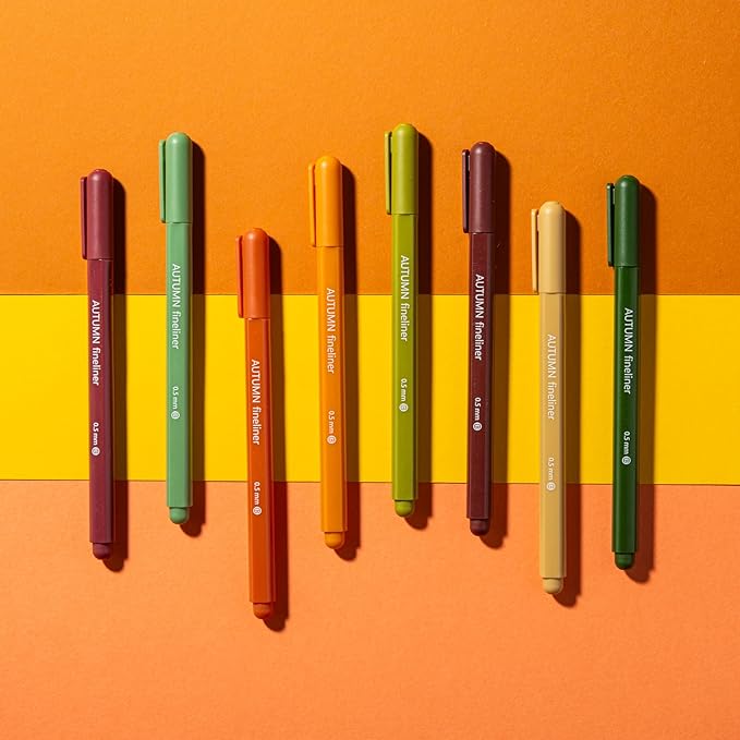 DIVERSEBEE Fine Tip Pens, 8 Bible Pens No Bleed Through, Assorted Colors, 0.5mm Fine Point Fineliner Markers for Journaling, Bible Study Journaling Supplies and Accessories (Autumn)