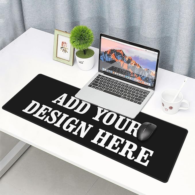 OHORTEB Custom Mouse Pad with Photo, Personalized Image Text Laptop Desk Mat, Customized Non-Slip Waterproof Desk Writing Pad for Office Home (Custom, 12in x 31.5in)