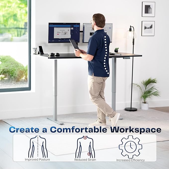 VIVO Electric 71 x 36 in Standing Desk, Memory Height Adjustment, 1B Series, Holds 220 lbs, Black Top Gray Frame, DESK-KIT-1G7B-36