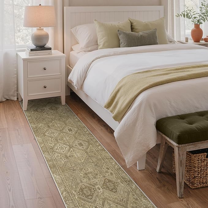 GENIMO Runner Rug 2x7 Non Slip Machine Washable Hallway Runner Rug, Low Pile Lightweight Rugs for Entryway, Hallway, Kitchen and Corridor, Tan Brown